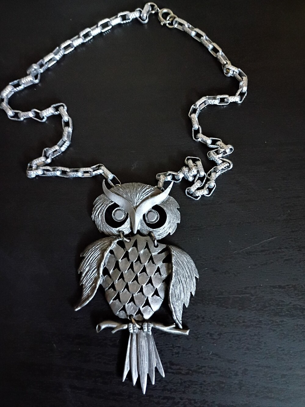 Vintage Silver tone Owl Necklace